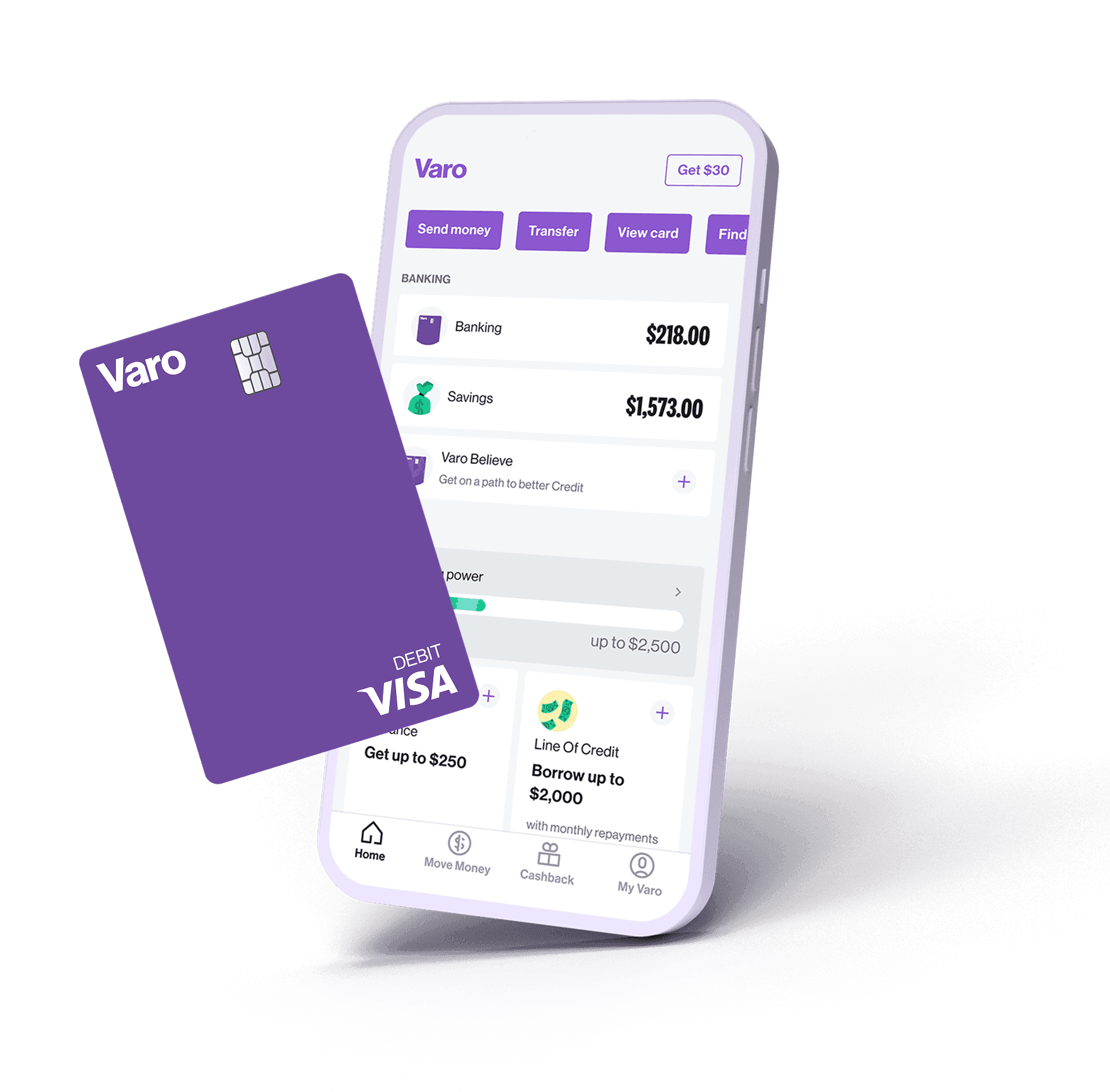 varo debit card and app home
